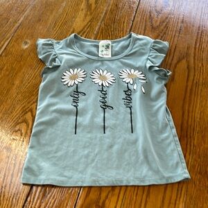Lily Bleu girls top.Size 8. Only Good Vibes. Daisy print. Light green/blue color